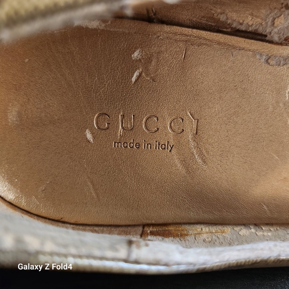 Gucci Brown/Beige Crystal Canvas & Leather Hysteria Ballet Flats Size 10 - Picture 2 of 11